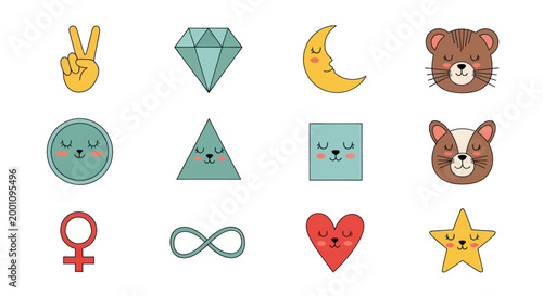 Cartoon shapes and symbols illustration