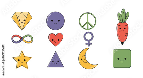 Cartoon shapes and symbols illustration