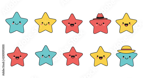 Cartoon stars with smiling faces