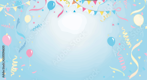 Celebration background with balloons and bunting decor