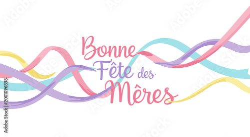 Colorful ribbons with text celebrating mothers day