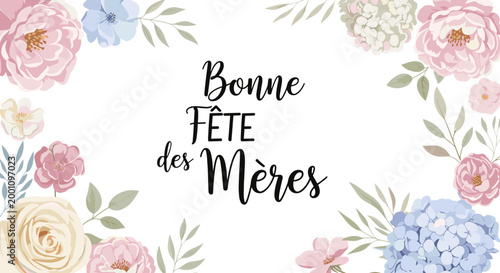 Mothers day greeting card with floral design and message