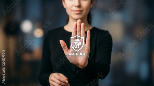 Anti ai slop conten content filter human hand stop technology concept