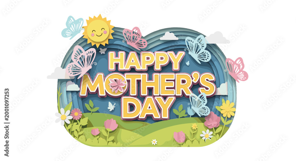 Naklejka premium Colorful happy mothers day greeting with flowers