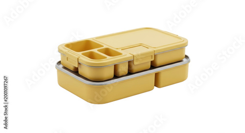 Yellow bento lunchbox with compartments