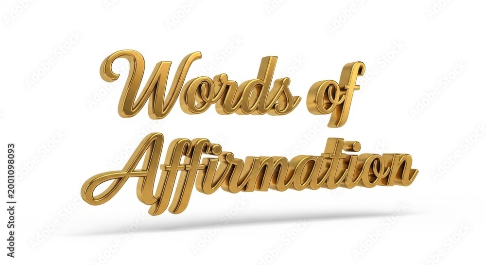 Fototapeta premium Golden Words of Affirmation 3D Text
