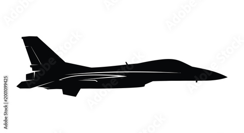 Black silhouette of a modern fighter jet in flight dramatic and powerful imagery