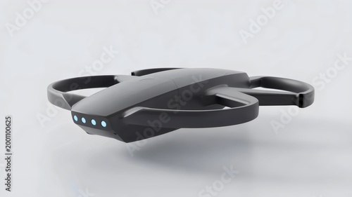 Streamlined drone with blue LED lights – Perfect for tech innovation news, robotics research, or clean industrial photography.