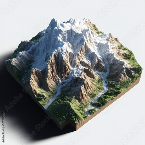 3D mountain and river view