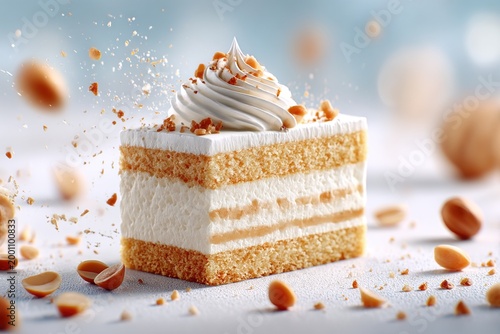 Tasty dessert with cream & nuts