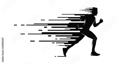 Dynamic running silhouette a modern digital art representation of speed and motion