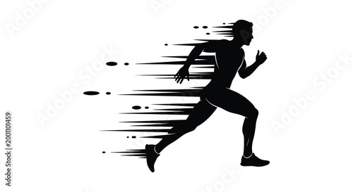Dynamic running silhouette a streaking figure in motion with speed lines and blur effects