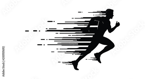 Dynamic running silhouette a black and white illustration of speed and motion