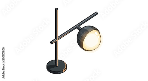 Modern adjustable desk lamp with warm light on black background, contemporary home office lighting fixture, stylish and functional interior design element