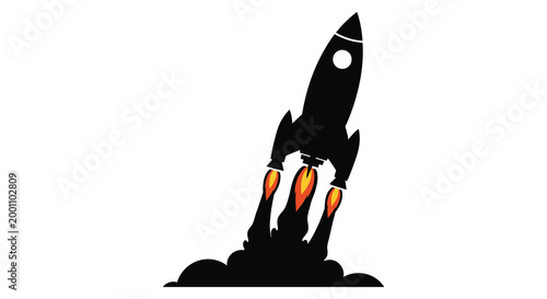 Rocket launch silhouette a powerful ascent into space with fiery exhaust trails