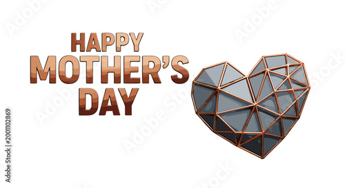 Happy mother's day greeting with a geometric heart celebrating love and family