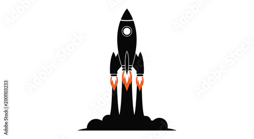 Rocket launch silhouette a powerful ascent into space with fiery exhaust trails