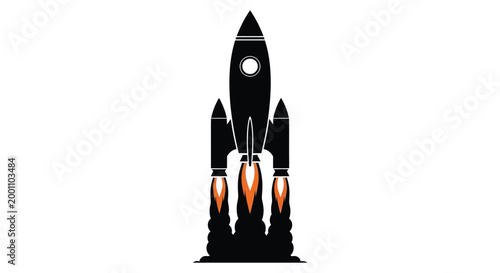 Rocket launch silhouette a powerful ascent into space with fiery exhaust trails