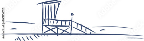 Lifeguard Tower On Beach Sketch