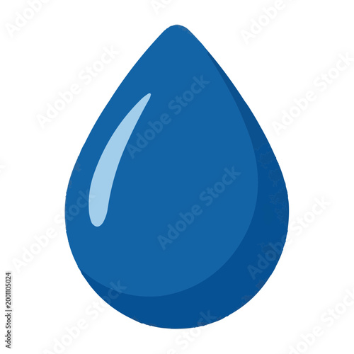 A single blue water droplet, a symbol of purity, freshness, and the vital essence of life