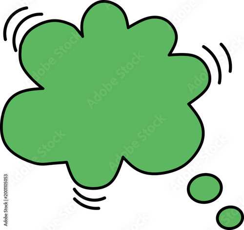 Green Fart Cloud Thought Bubble Illustration.