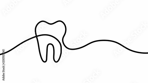 Minimalist One Line Drawing of a Healthy Tooth.
