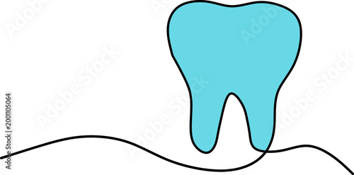 Minimalist One Line Drawing of a Healthy Tooth.