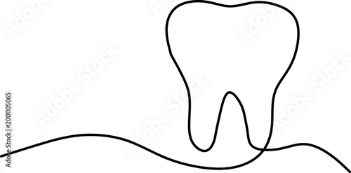 Minimalist One Line Drawing of a Healthy Human Tooth.