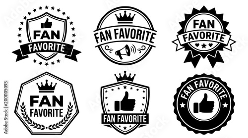 Set of black and white fan favorite award badge designs