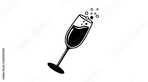 Simple vector illustration of a glass of sparkling champagne