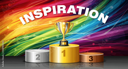 Inspirational Golden Trophy Podiums Colorful Background