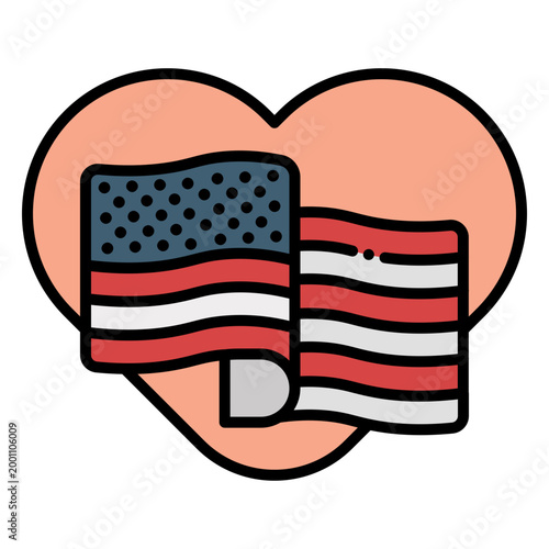 Overlapping Patriotic USA Heart Shapes