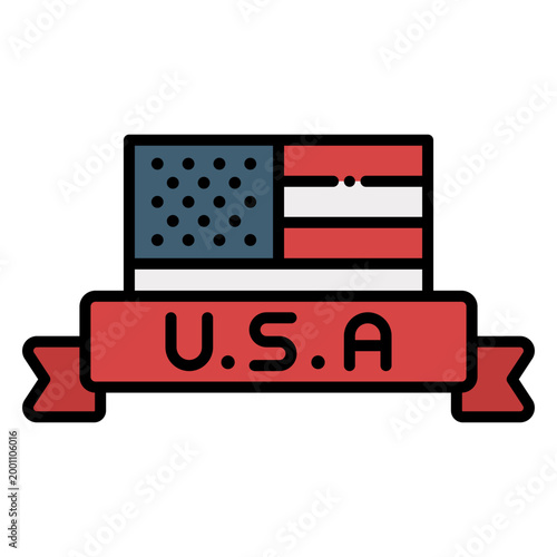 Decorative USA Text Ribbon Banner
