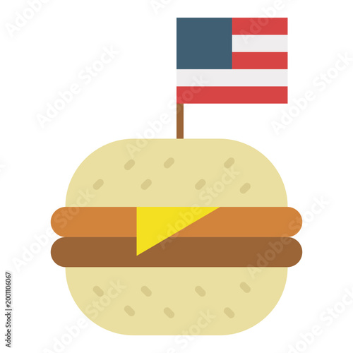 Hamburger With Mini USA Flag