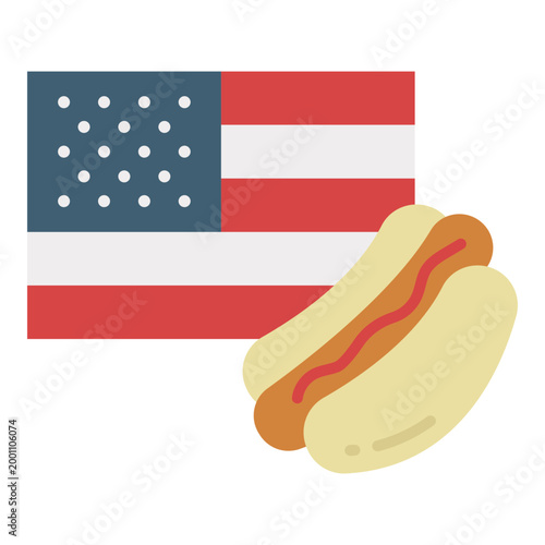 Hot Dog And American Flag