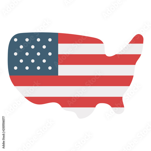 USA Map Silhouette With Flag