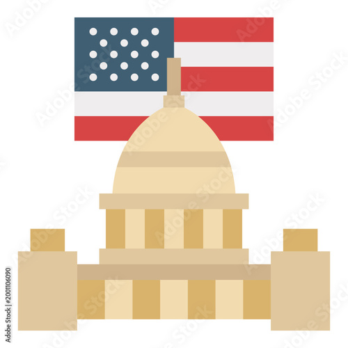 Capitol Building With National Flag