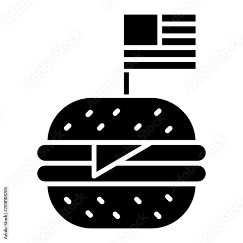 Hamburger with Mini USA Flag