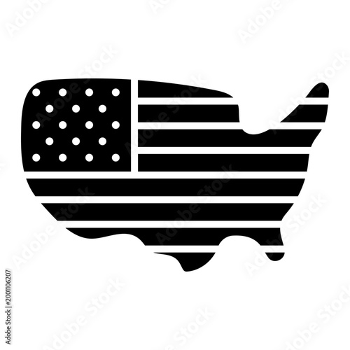 USA Map Silhouette with Flag