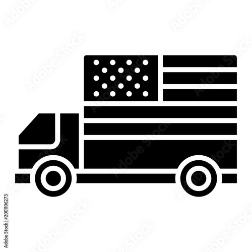 Delivery Truck With USA Flag