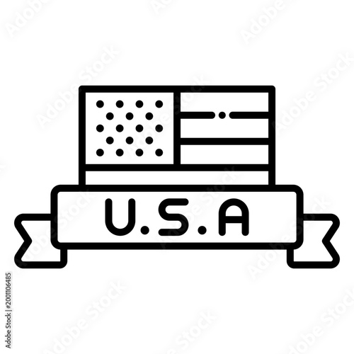 Decorative USA Text Ribbon Banner
