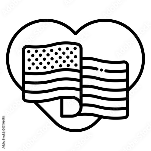 Overlapping Patriotic USA Heart Shapes