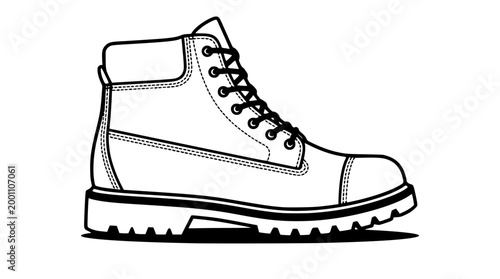 Minimalist vector illustration of a rugged leather work boot