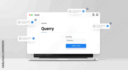 SaaS Customer Support and Message Reception Interface on Laptop