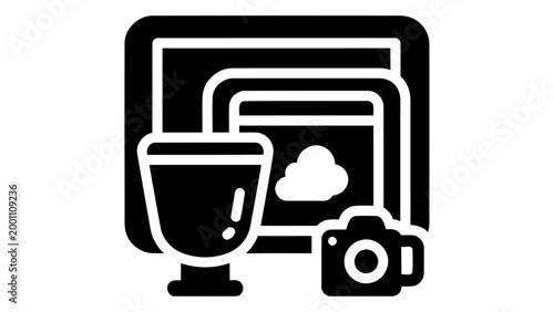 Limited edition art print icon representing art display, photography, and awards vector graphic