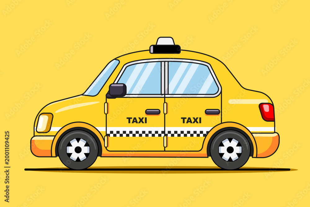 Fototapeta premium Yellow Taxi Car Vector Illustration Flat Design