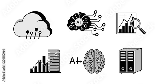 Artificial Intelligence Technology Concepts Icons.