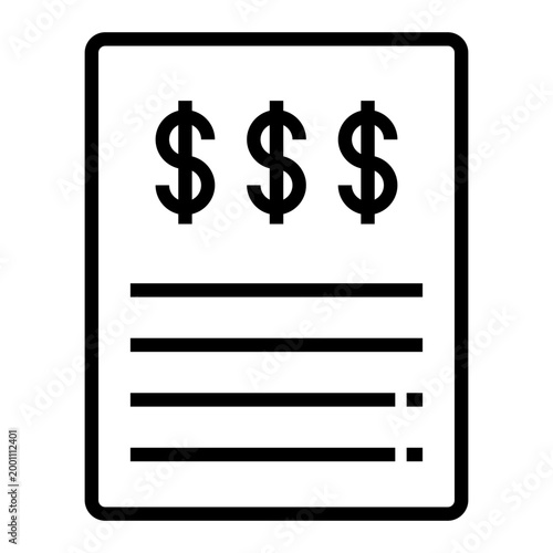 Currency document vector line icon
