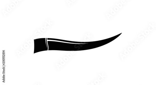 Black curved knife with handle.