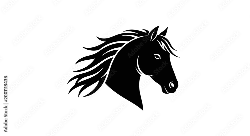 Fototapeta premium Black Horse Head Silhouette Profile 1.